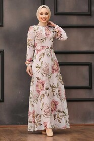 Ecru Hijab Dress 815408E - 1