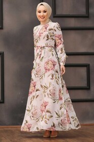 Ecru Hijab Dress 815408E - 2