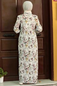 Ecru Hijab Dress 9078E - 2