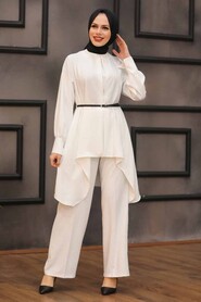 Ecru Hijab Dual Suit Dress 5637E - 1