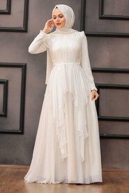  Luxury Ecru Muslim Long Sleeve Dress 21850E - 2