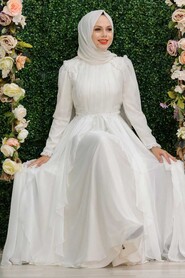  Luxury Ecru Muslim Long Sleeve Dress 21850E - 3