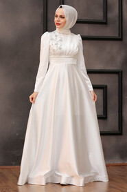  Luxury Ecru Modest Evening Gown 22010E - 1