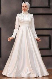 Luxury Ecru Modest Evening Gown 22010E - 3