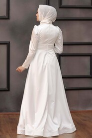  Luxury Ecru Modest Evening Gown 22010E - 4