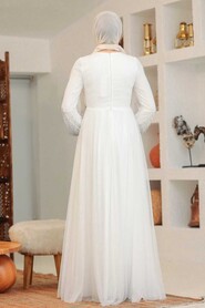  Stylish Ecru Islamic Long Sleeve Dress 22021E - 2