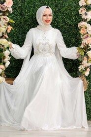  Elegant Ecru Muslim Fashion Evening Dress 2212E - 1