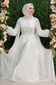  Elegant Ecru Muslim Fashion Evening Dress 2212E - 2