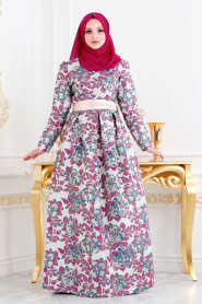 Neva Style - Stylish Ecru Modest Islamic Clothing Prom Dress 24411E