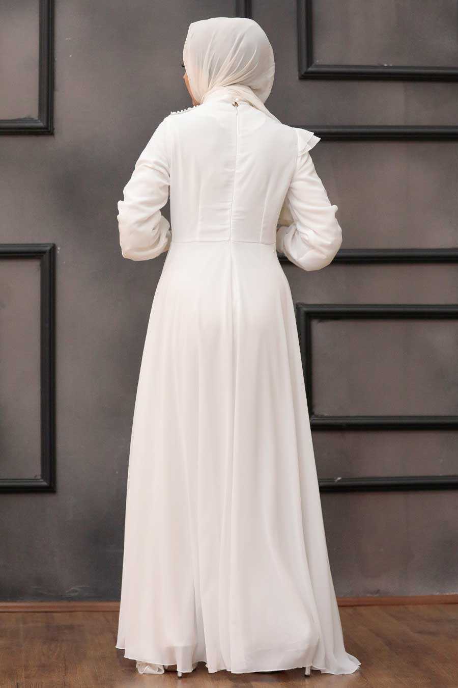 Neva Style - Long Ecru Muslim Wedding Dress 25791E