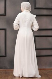 Neva Style - Long Ecru Muslim Wedding Dress 25791E - Thumbnail