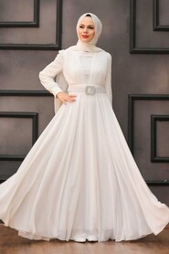  Modern Ecru Hijab Evening Dress 27690E - 2