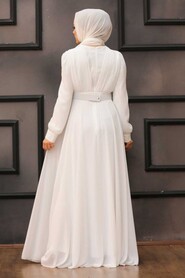  Modern Ecru Hijab Evening Dress 27690E - 3