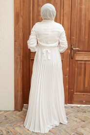  Satin Ecru Islamic Clothing Engagement Dress 3031E - 2