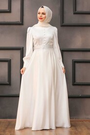 Neva Style - Luxorious Ecru Islamic Wedding Gown 3038E - Thumbnail