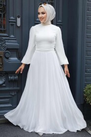  Plus Size Ecru Hijab Engagement Dress 5470E - 1