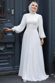  Plus Size Ecru Hijab Engagement Dress 5470E - 2