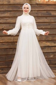  Plus Size Ecru Islamic Wedding Gown 5478E - 1
