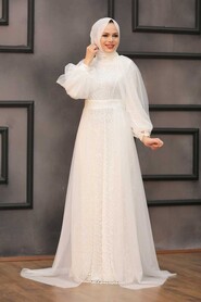  Stylish Ecru Islamic Prom Dress 55190E - 3