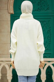 Ecru Hijab Knitwear Sweater 40510E - 2