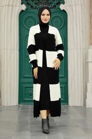 Ecru Hijab Knitwear Cardigan 987E - 3