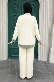 Ecru Hijab Knitwear Double Suit 23830E - 5