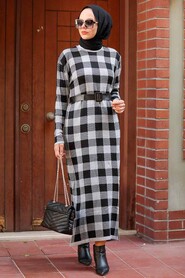 Ecru Hijab Knitwear Dress 3048E - 1