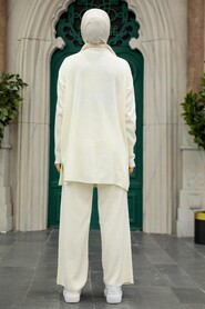 Ecru Hijab Knitwear Dual Suit 40782E - 4