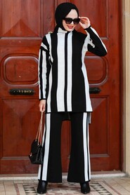 Ecru Hijab Knitwear Suit Dress 3153E - 1