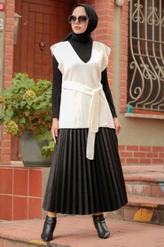 Ecru Hijab Knitwear Sweater 46500E - 2