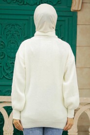 Ecru Hijab Knitwear Sweater 50056E - 2