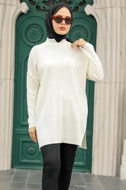 Ecru Hijab Knitwear Tunic 20132E - 2