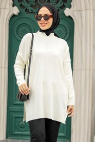 Ecru Hijab Knitwear Tunic 20132E - 1