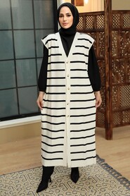 Ecru Hijab Knitwear Vest 3396E - 1