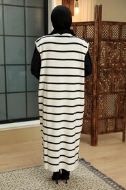 Ecru Hijab Knitwear Vest 3396E - 3