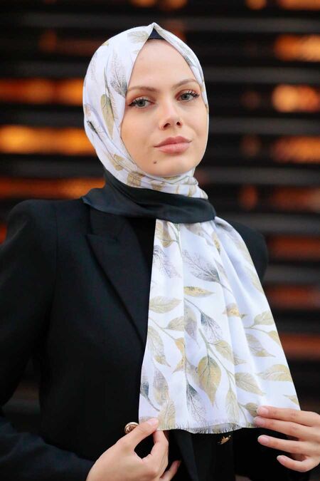 Ecru Hijab Shawl 4928E - NEVA STYLE