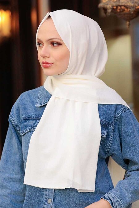 Ecru Hijab Shawl 53060E - NEVA STYLE