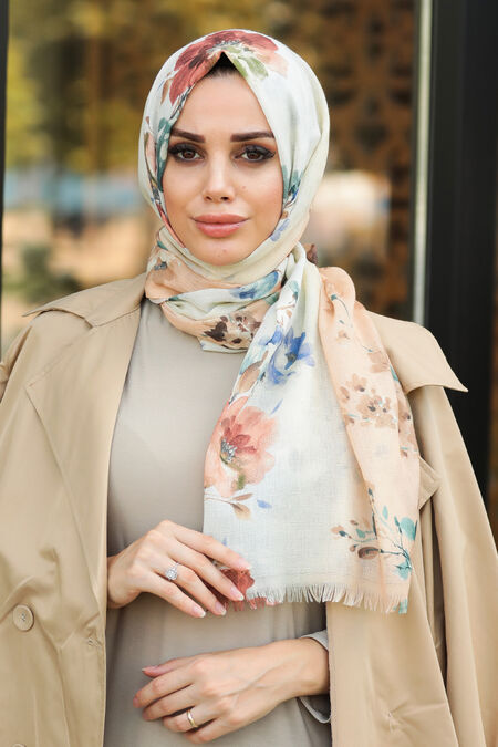 Ecru Hijab Shawl 7540E - NEVA STYLE