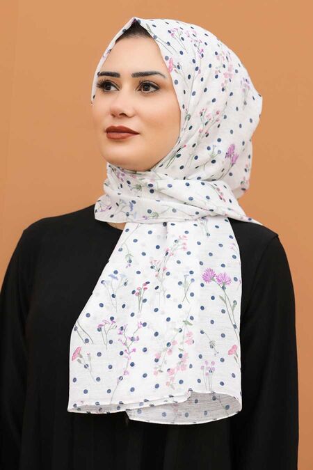 Ecru Hijab Shawl 7543E - NEVA STYLE