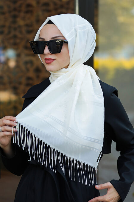 Ecru Hijab Shawl 7545E - NEVA STYLE