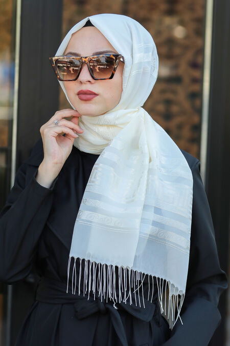 Ecru Hijab Shawl 7546E - NEVA STYLE