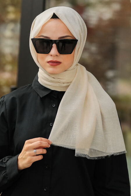 Ecru Hijab Shawl 7548E - NEVA STYLE