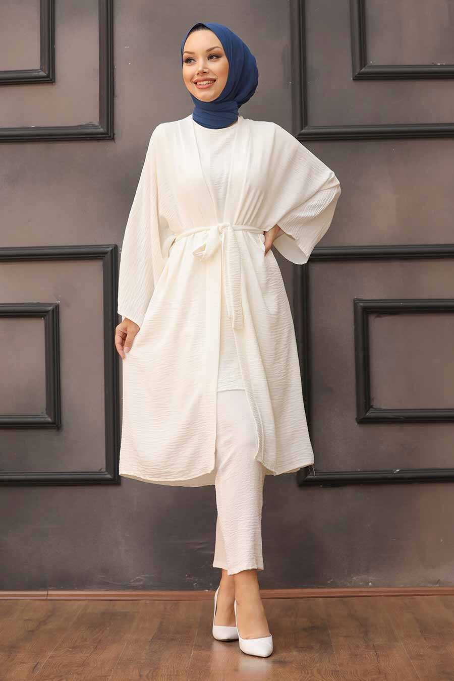 Ecru Hijab Suit 51630E - Neva-style.com