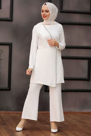 Ecru Hijab Suit Dress 3000E - 1