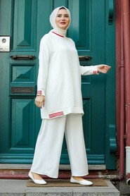 Ecru Hijab Suit Dress 40250E - 1