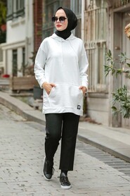 Ecru Hijab Sweatshirt 2394E - 1