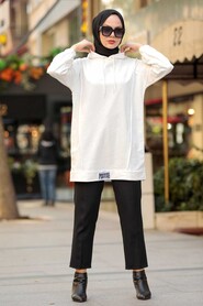 Ecru Hijab Sweatshirt 2395E - 1