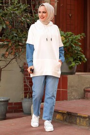 Ecru Hijab Sweatshirt 4154E - 1