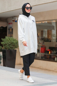 Ecru Hijab Sweatshirt 6165E - 1