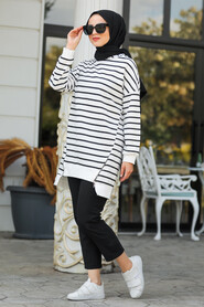 Ecru Hijab Sweatshirt & Tunic 40501E - 1